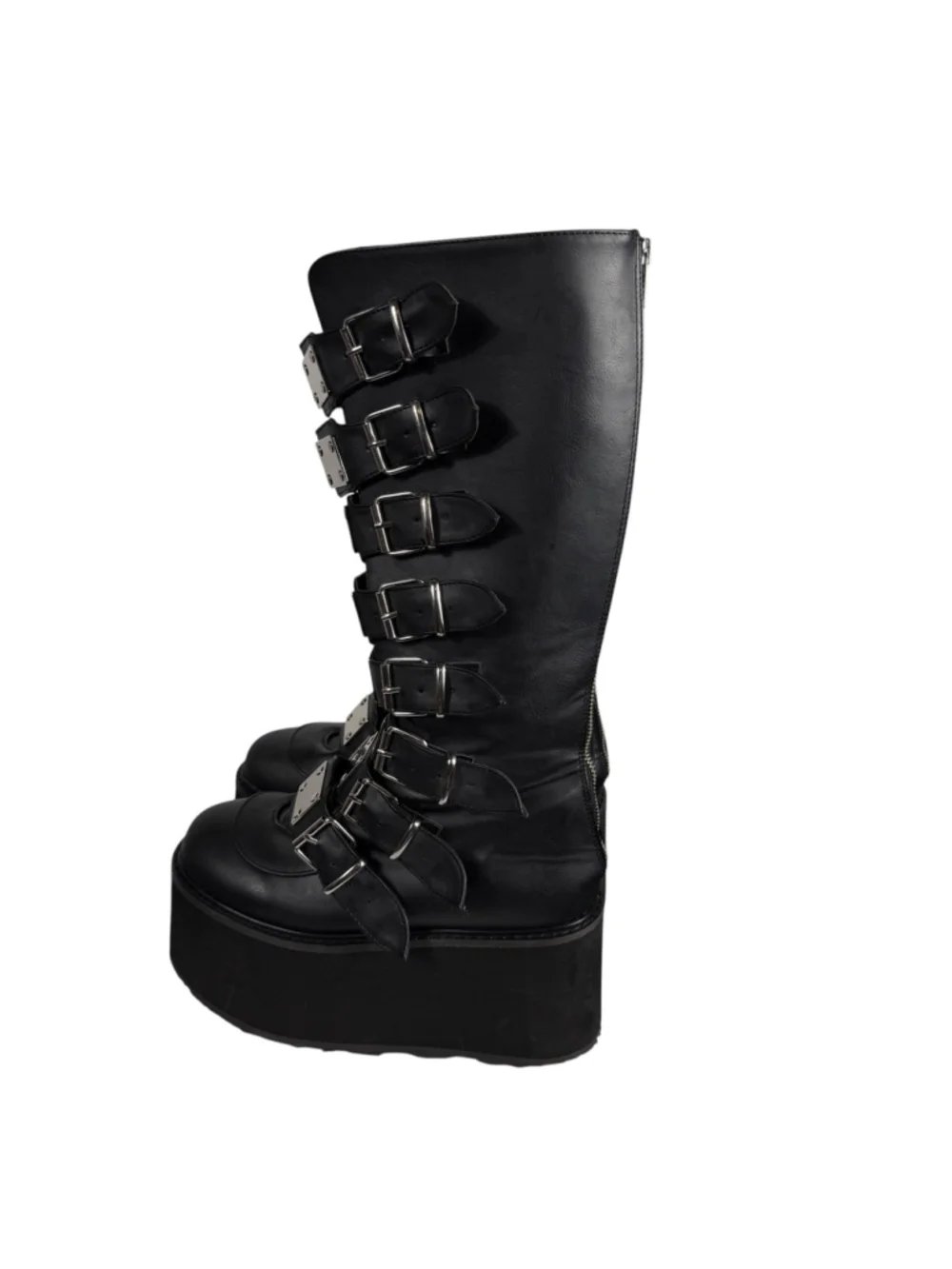 Demonia Cult Damned Platform Combat Military Punk Moto Boots Women's 8 Black